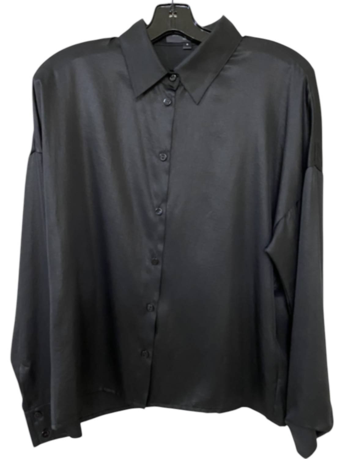 Hilton Hollis - Women's Foiled Satin Shirt - black - button - down - shirts - clothing