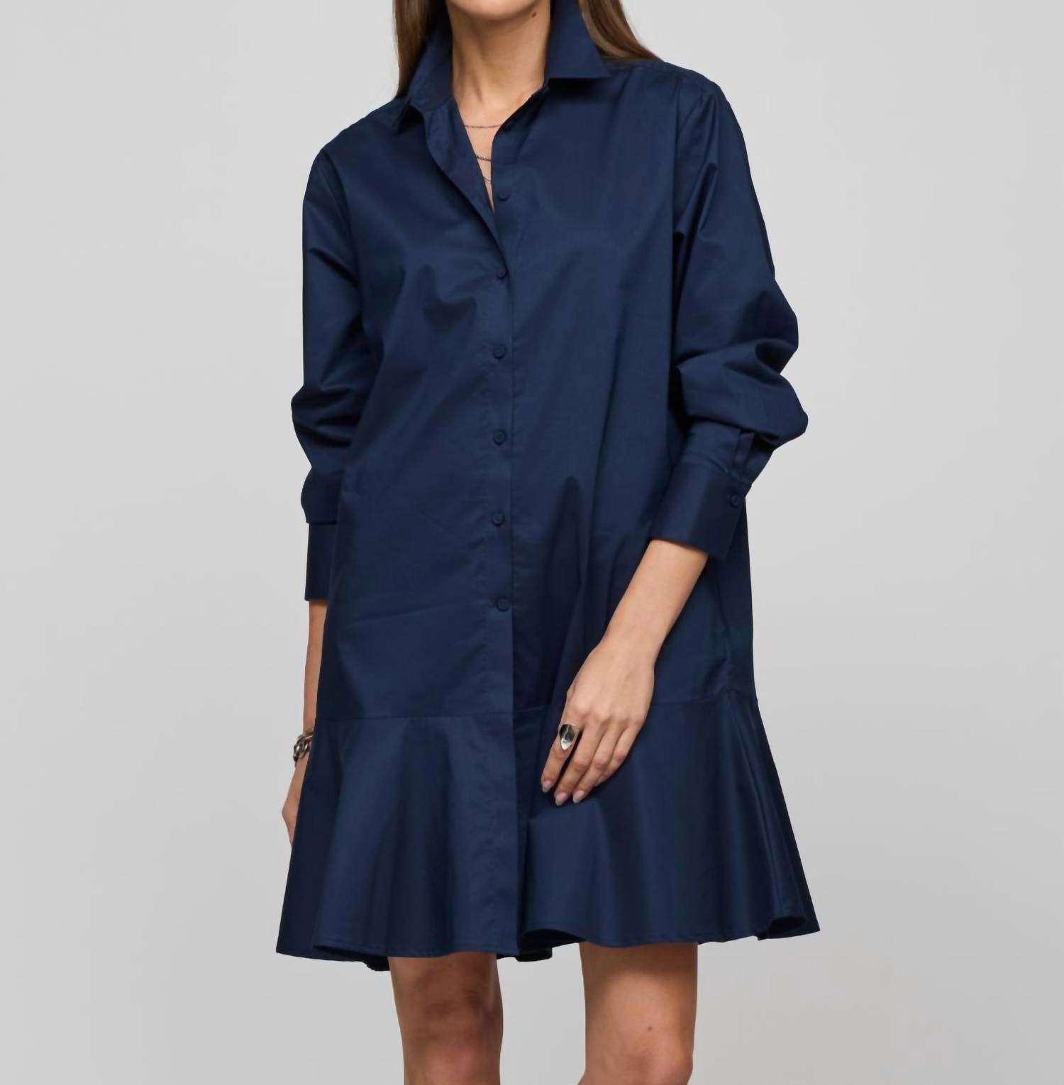 Hinson Wu - Adeline Long Sleeve Dress - blue - clothing - cotton - blend