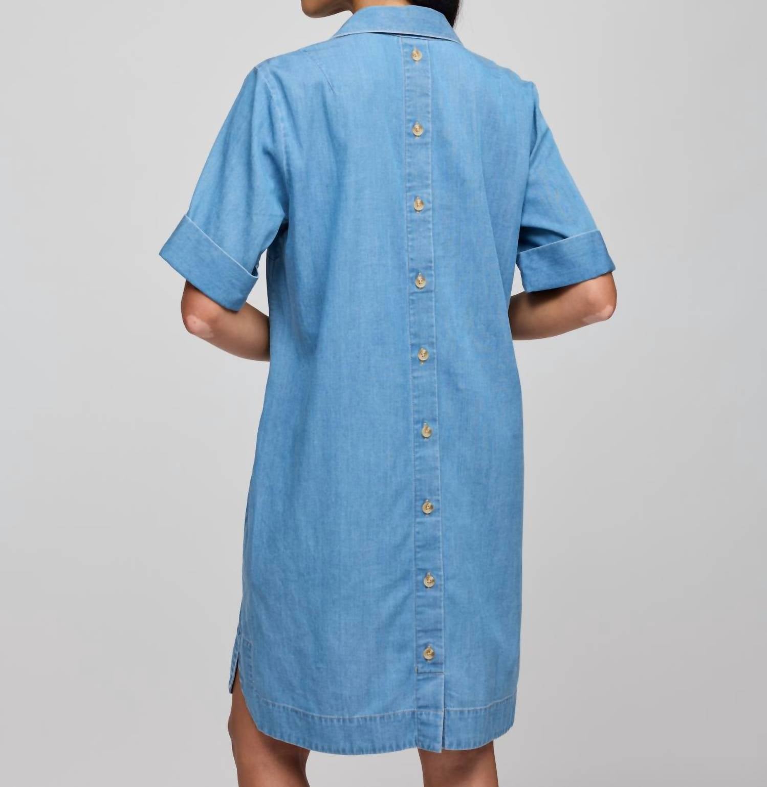 Hinson Wu - Aileen Short Sleeve Denim Dress - blue - clothing - dresses