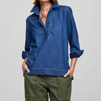 Hinson Wu - Aileen Sleeve Denim Shirt - blue - button - down - shirts - clothing