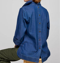 Hinson Wu - Aileen Sleeve Denim Shirt - blue - button - down - shirts - clothing