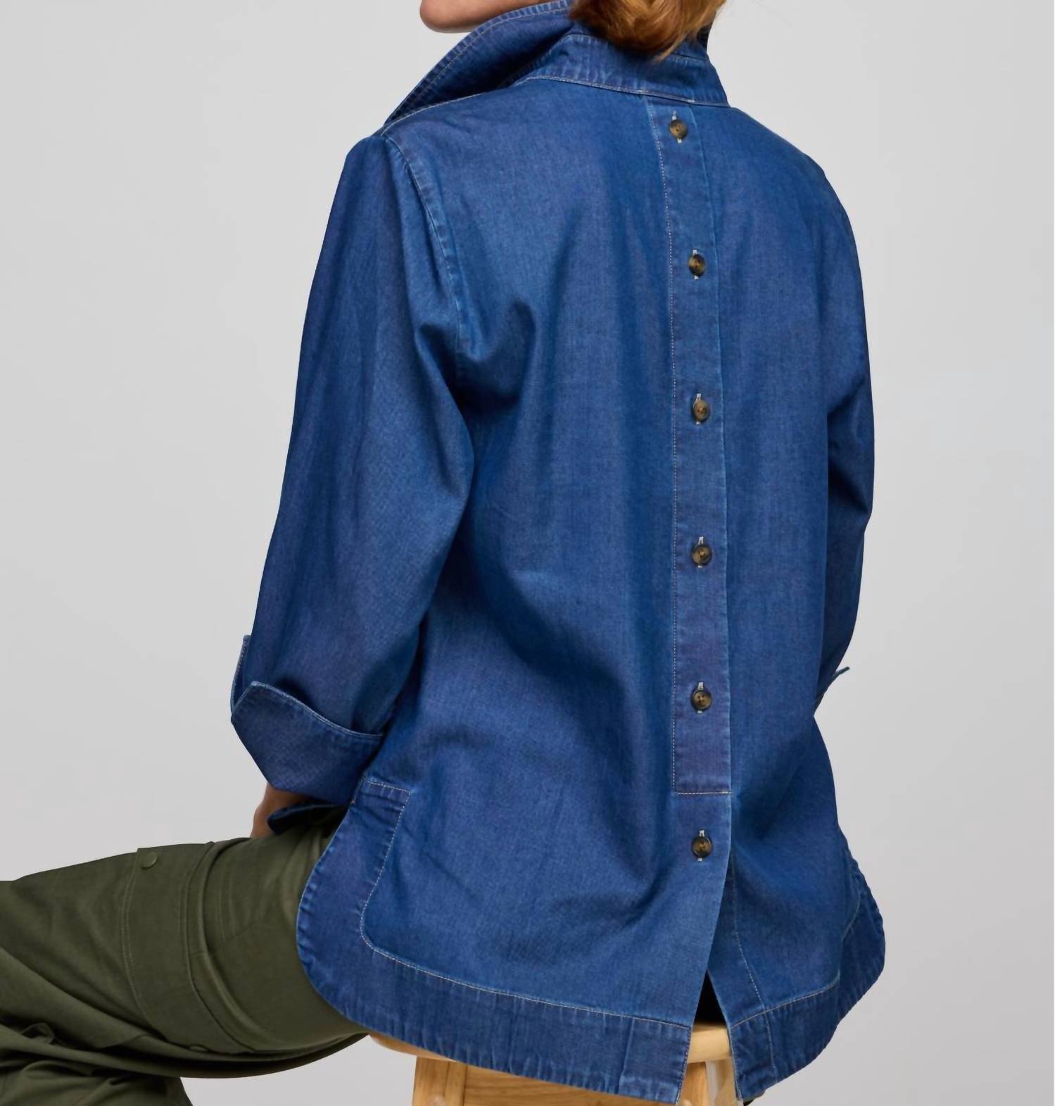 Hinson Wu - Aileen Sleeve Denim Shirt - blue - button - down - shirts - clothing