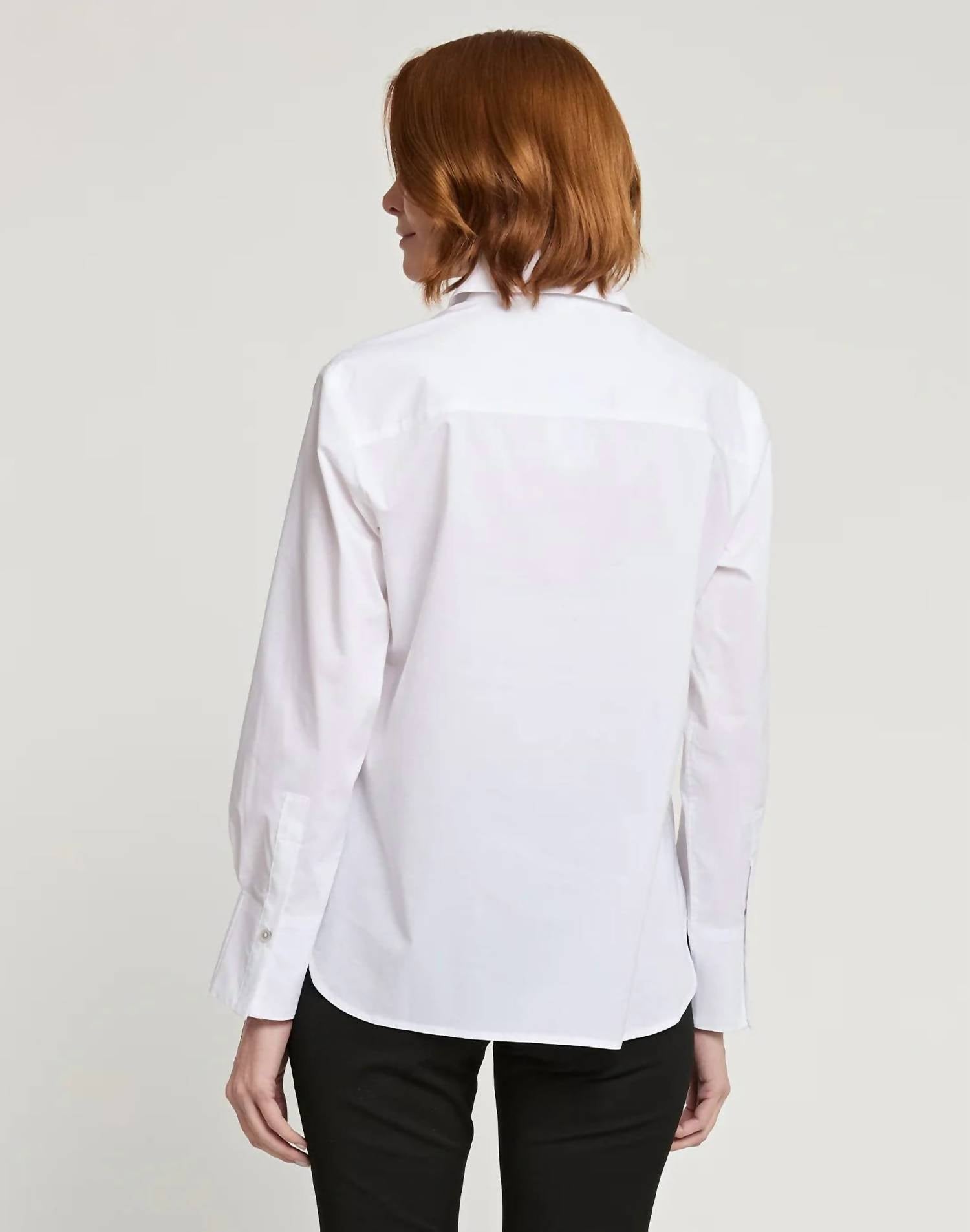 Hinson Wu - Lilith Long Sleeve Pleated Placket Shirt - blouses - clothing - cotton - blend
