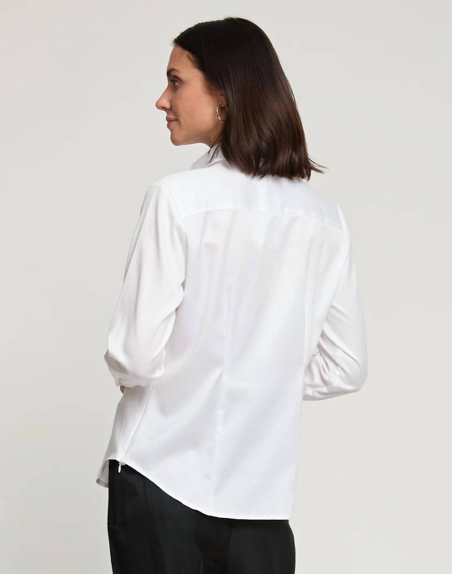 Hinson Wu - Maya Long Sleeve Cotton Satin Blouse - blouses - clothing - cotton - blend