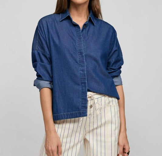 Hinson Wu - Sophie Long Sleeve Denim Shirt - blue - button - down - shirts - clothing