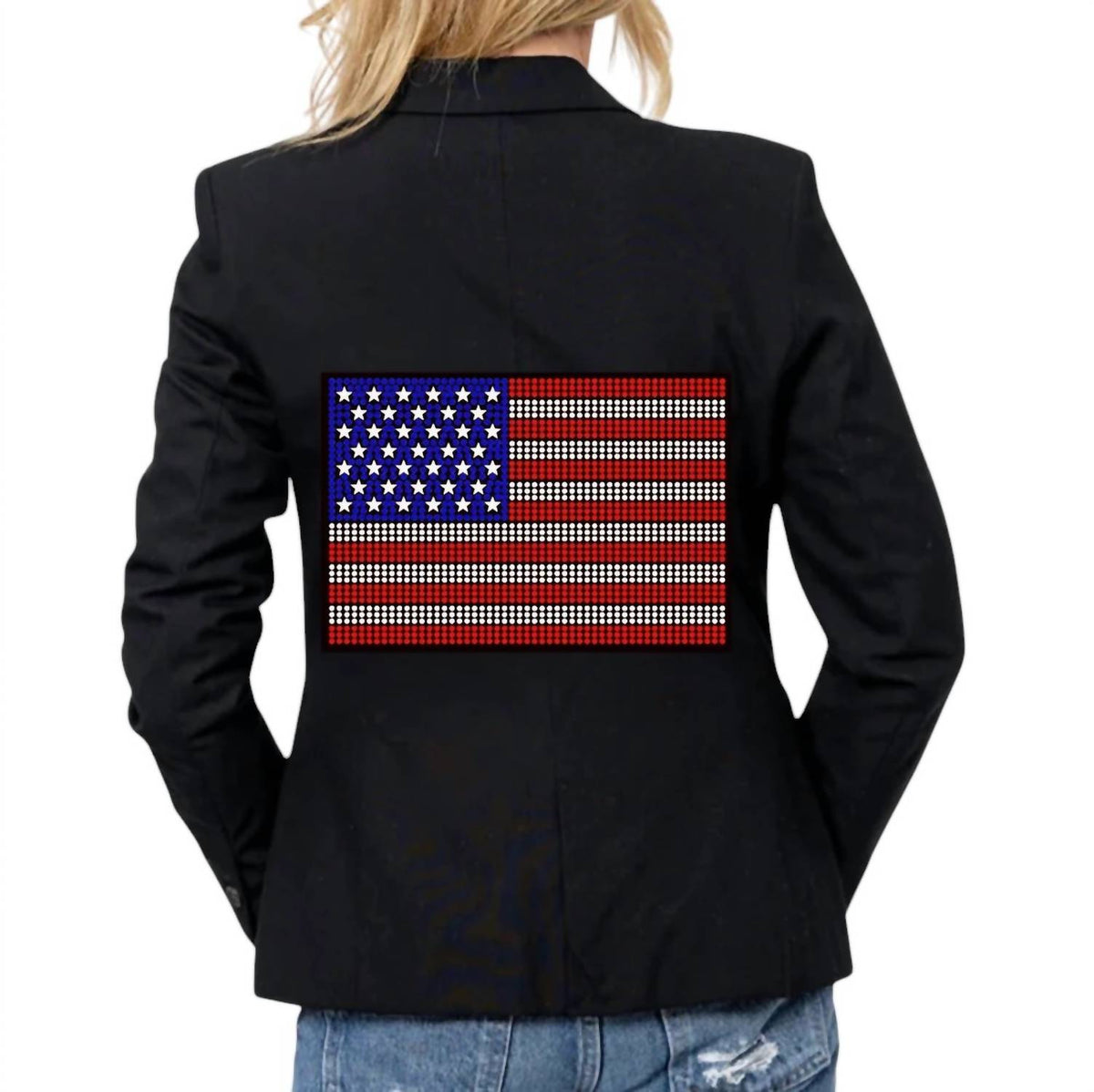 Hipchik - Crystal Usa Flag Sleeve Blazer