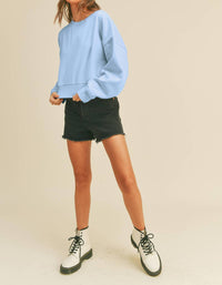 Honestee - Blank Short Cropped Long Sleeve Sweatshirt