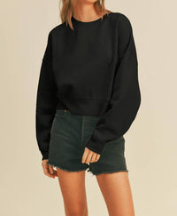 Honestee - Blank Short Cropped Long Sleeve Sweatshirt
