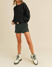 Honestee - Blank Short Cropped Long Sleeve Sweatshirt