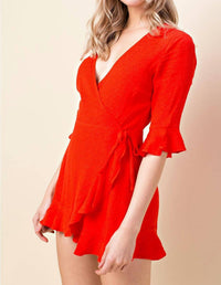 Honey Punch - Ruffle Wrap Romper