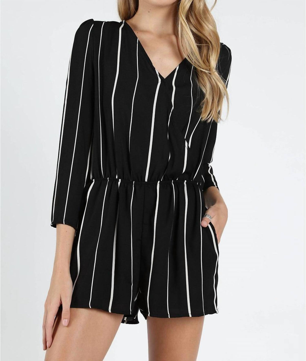 Honey Punch - St Thomas V Back Striped Romper