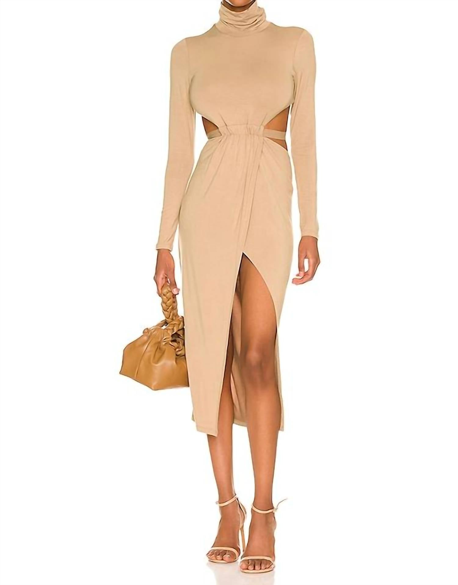 H:Ours - Cia Midi Dress - beige - clothing - dresses