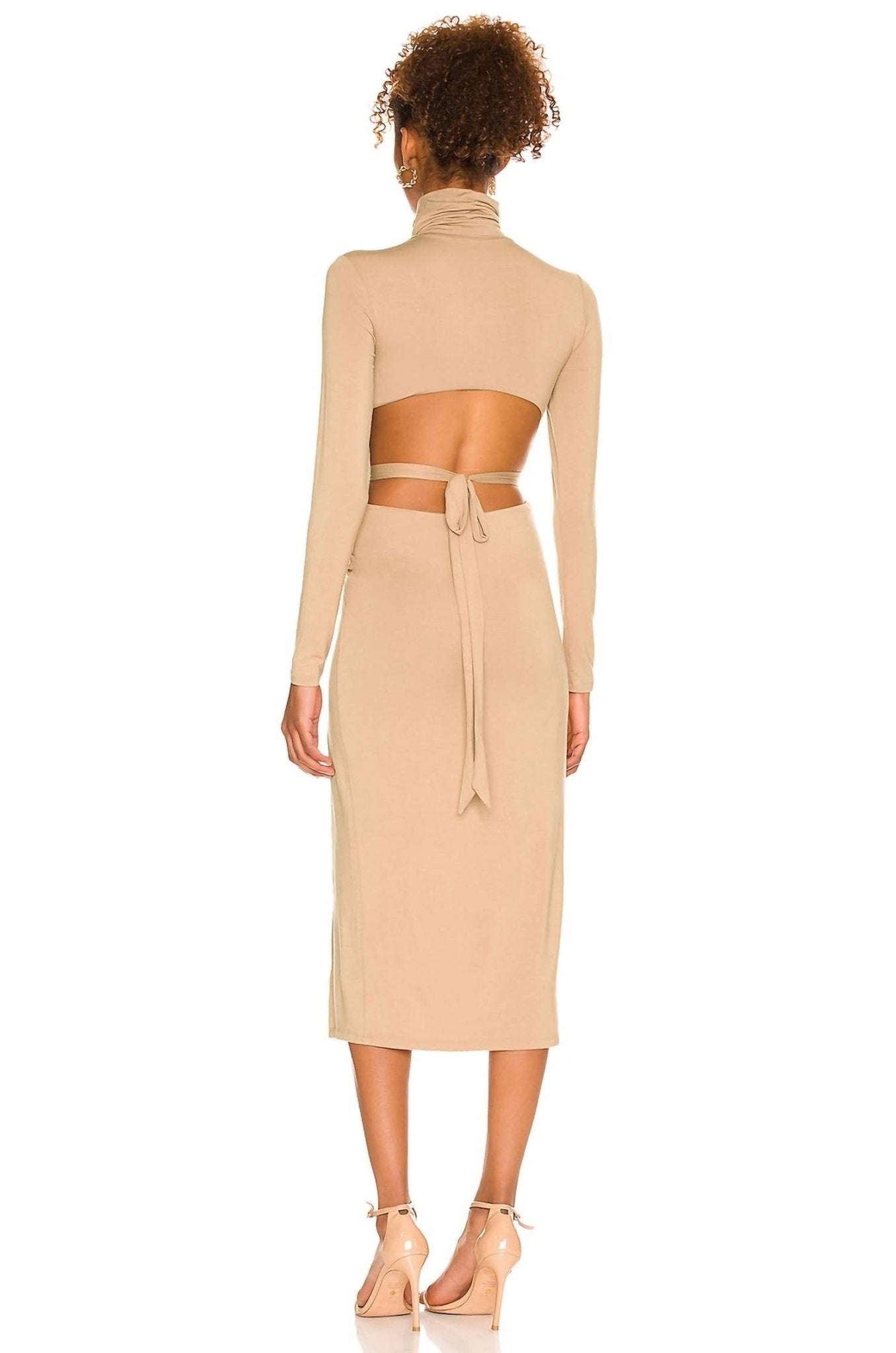 H:Ours - Cia Midi Dress - beige - clothing - dresses