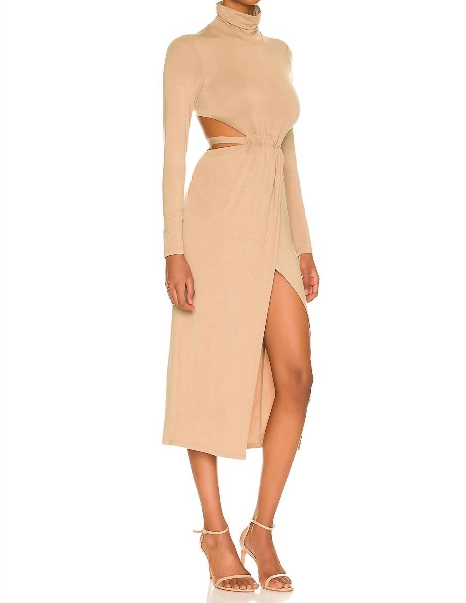 H:Ours - Cia Midi Dress - beige - clothing - dresses