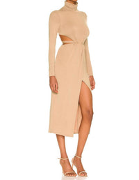 H:Ours - Cia Midi Dress - beige - clothing - dresses