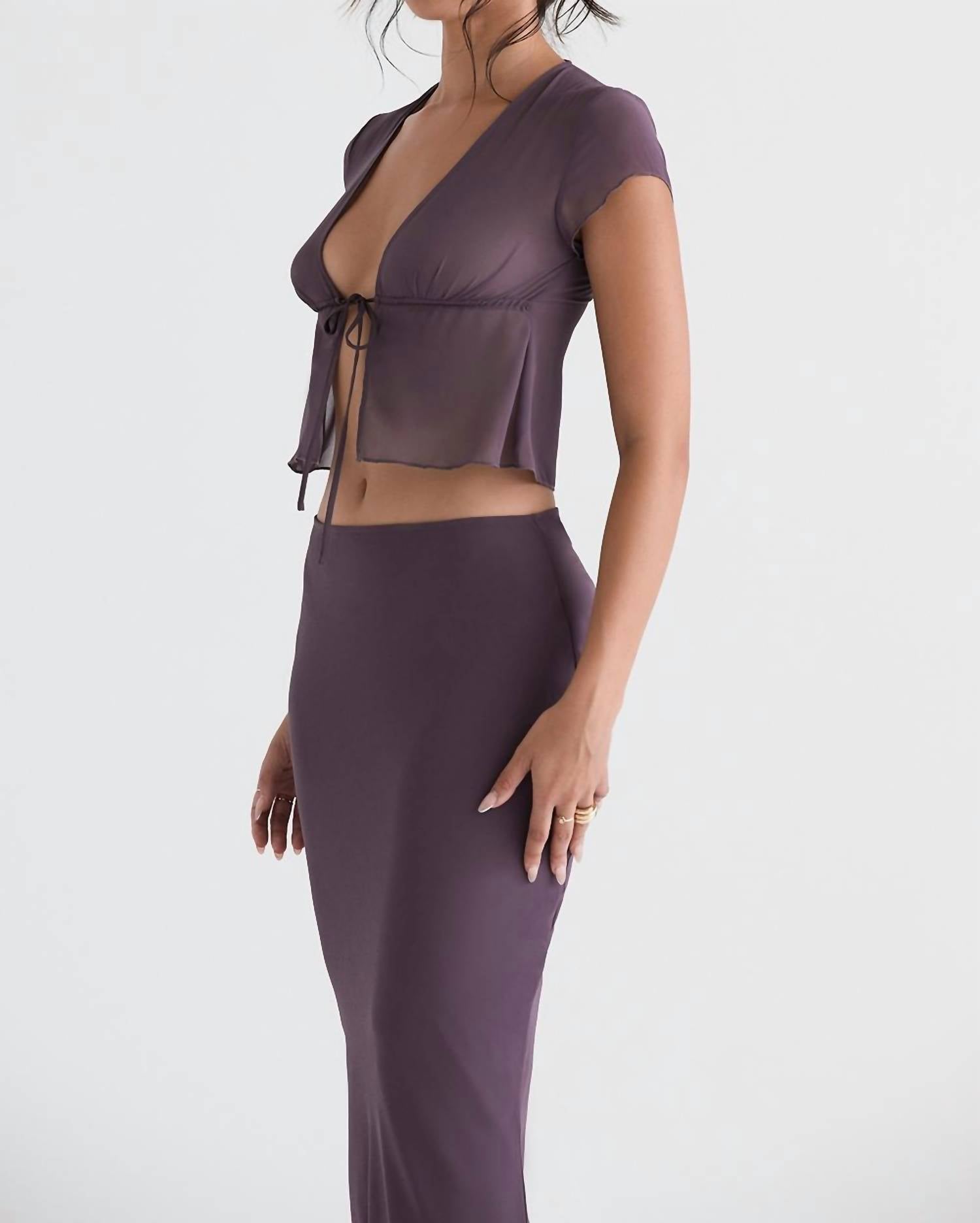 House Of Cb - Maia Tie Front Top - clothing - crop - tops - purple