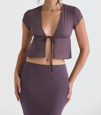 House Of Cb - Maia Tie Front Top - clothing - crop - tops - purple
