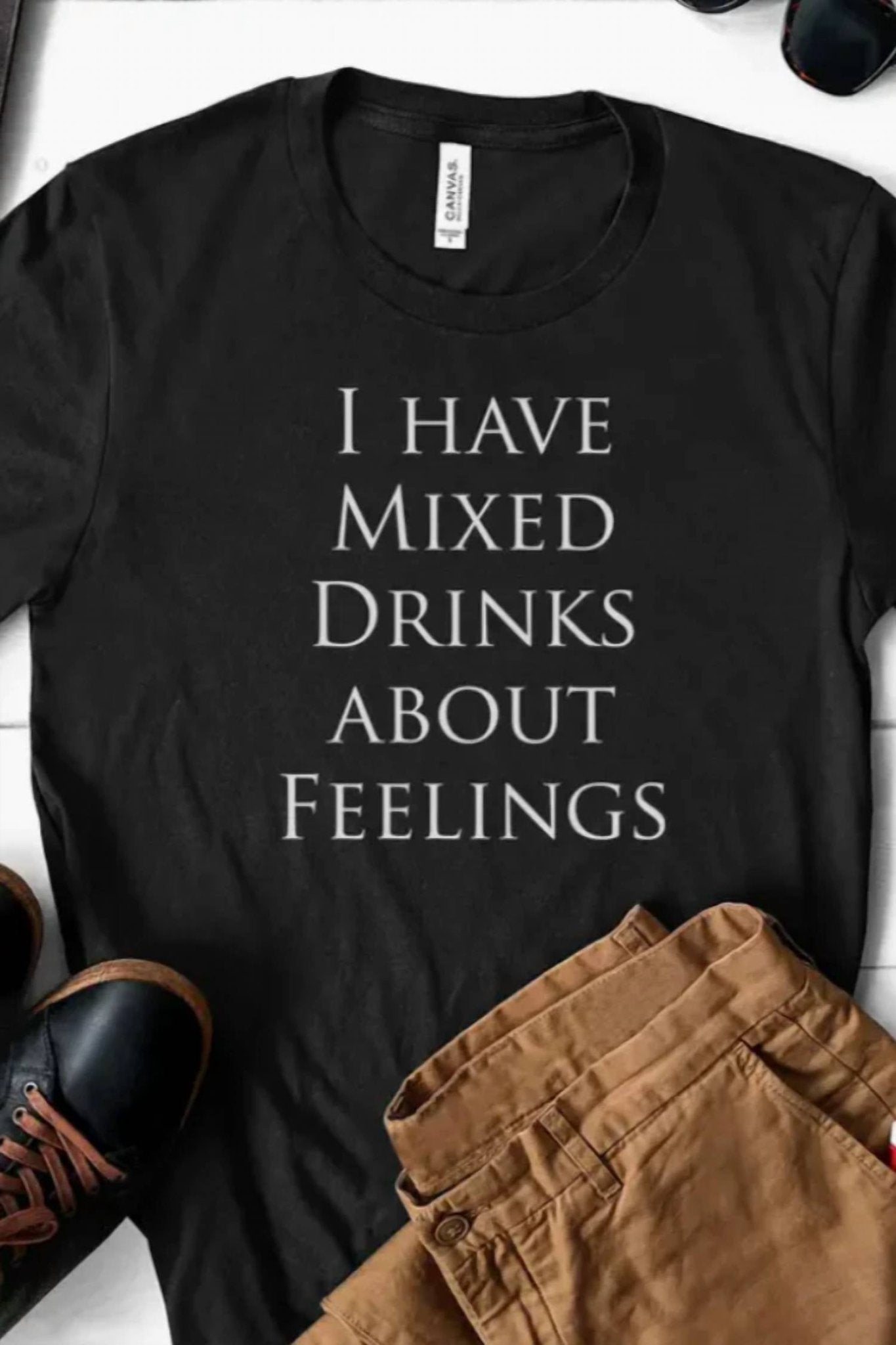 House Of Rodan - I Have Mixed Drinks About - Funny Alcohol Sassy T-Shirt - black - clothing - cotton
