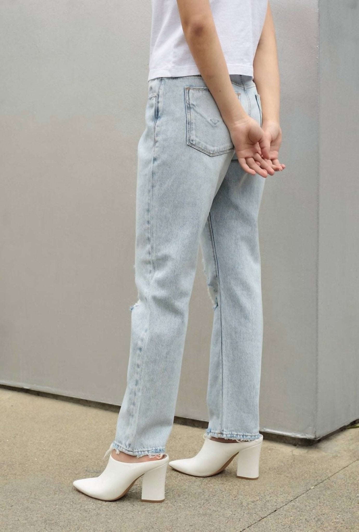 Hudson - Jessi Boyfriend Distressed Jeans - blue - boyfriend - clothing