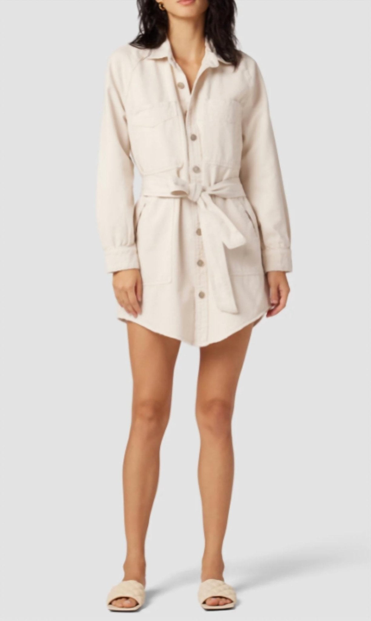 Hudson - oversized shirt dress - beige - casual - dress - clothing