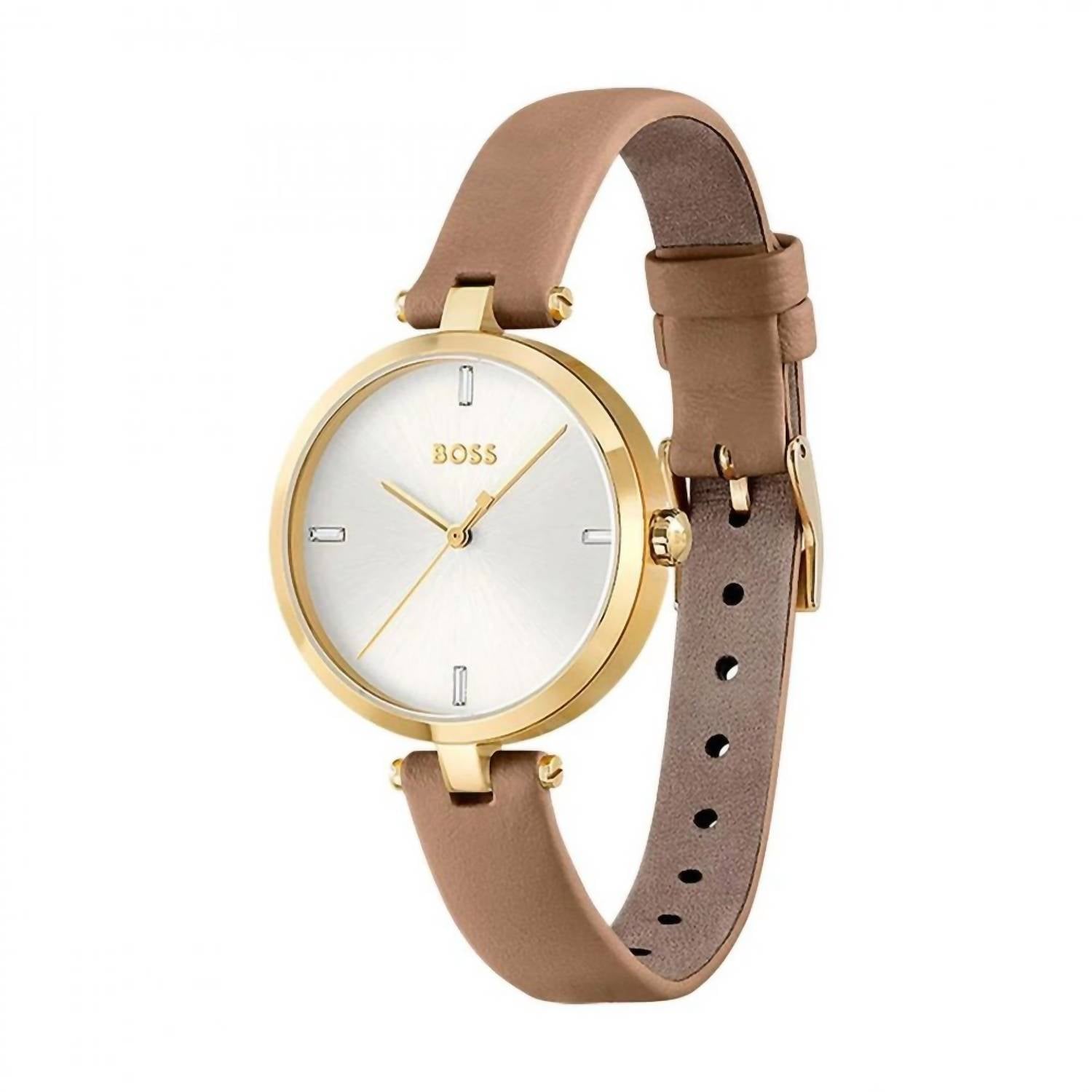 Hugo Boss - Women's Leather Watch - accessories - beige - jewelry