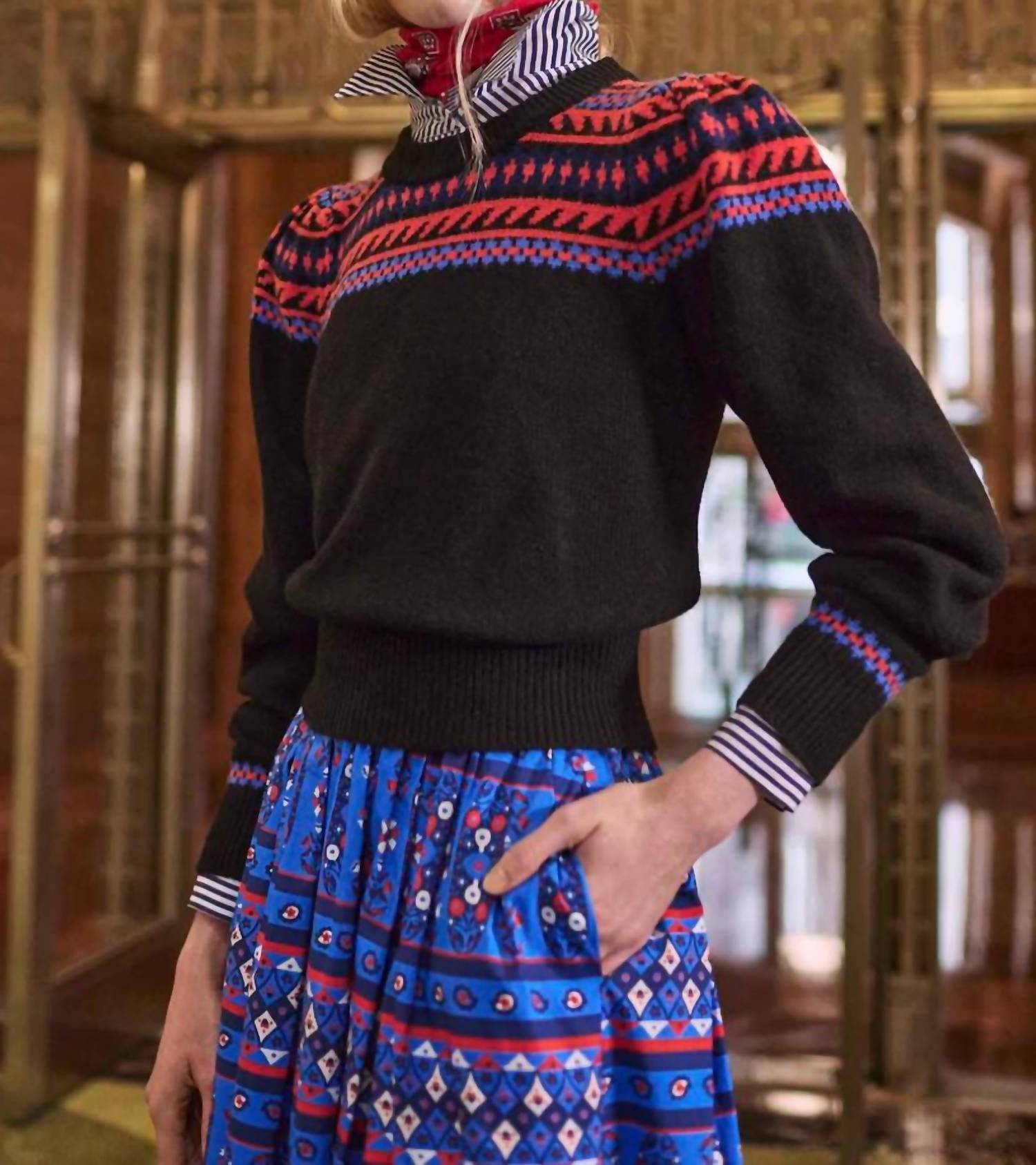 Hunter Bell - JACKIE SWEATER - black - clothing - crew