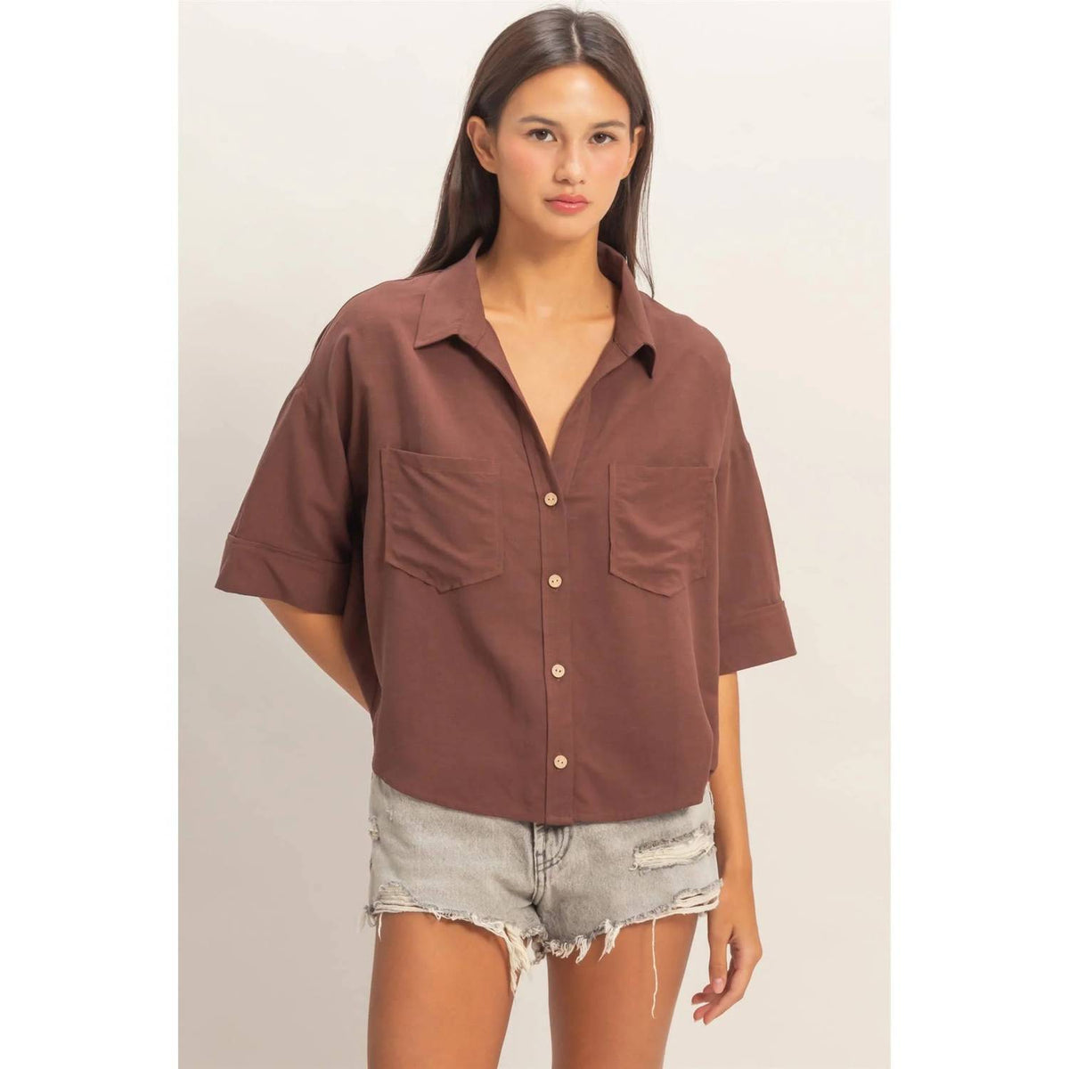 Hyfve - Button Up Collared Short Sleeve Shirt