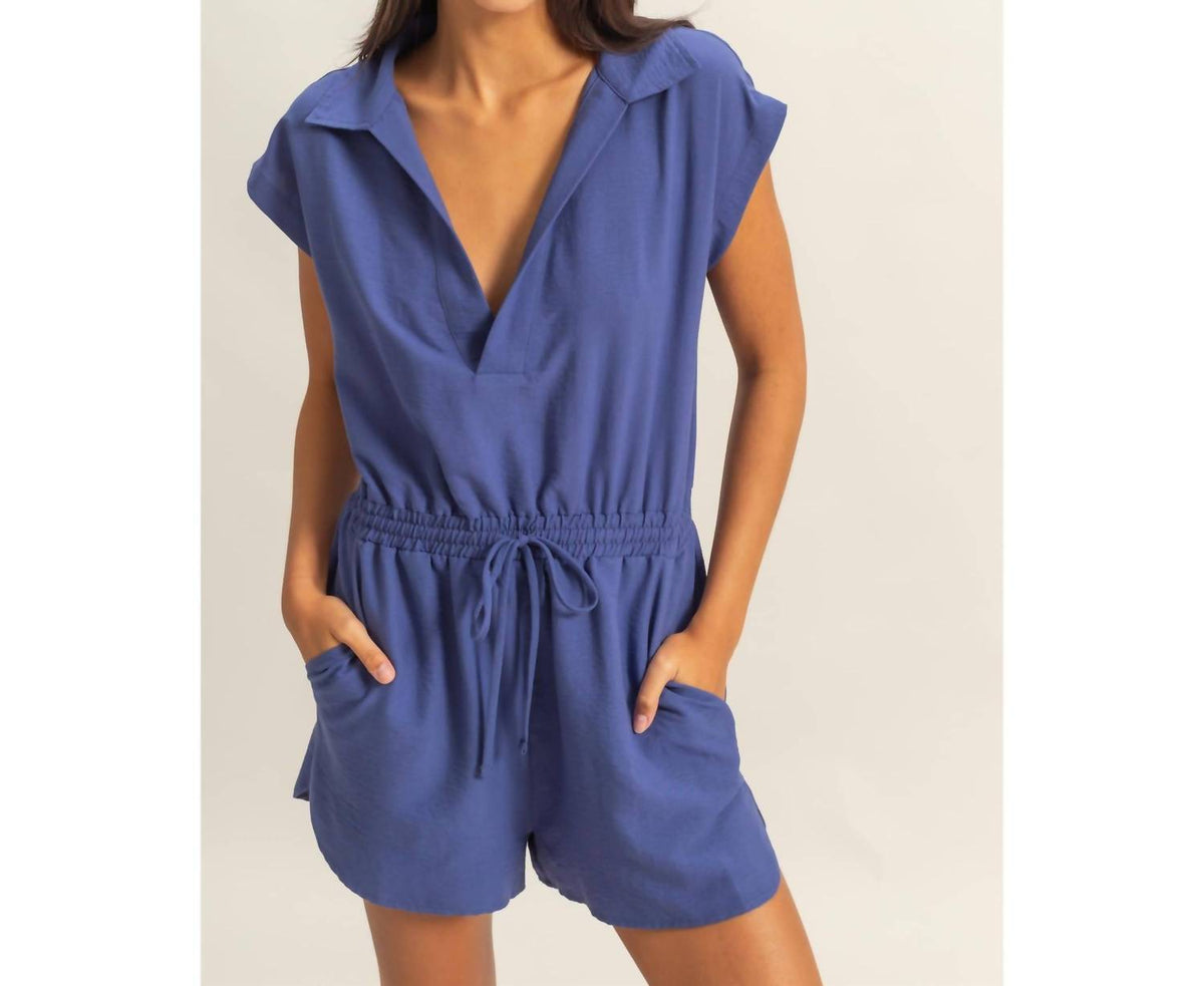 Hyfve - Collared Romper with Buttonless Placket