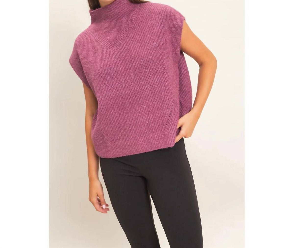 Hyfve - High Neck Cap Sleeve Sweater