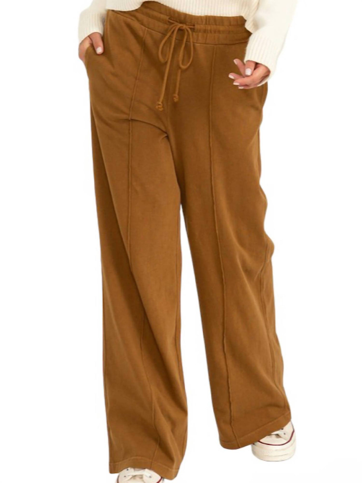 Hyfve - High Waist Drawstring Wide Leg Pants