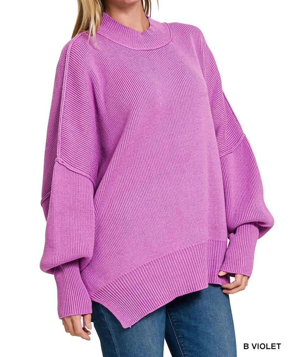 Hyfve - Joyce Oversized Basic Solid Sweater Knit Top