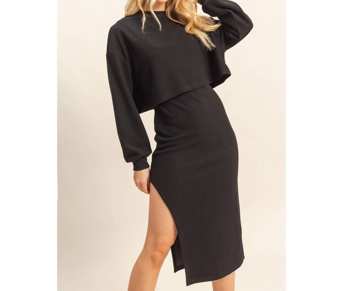 Hyfve - Knit Pullover And Midi Dress Set