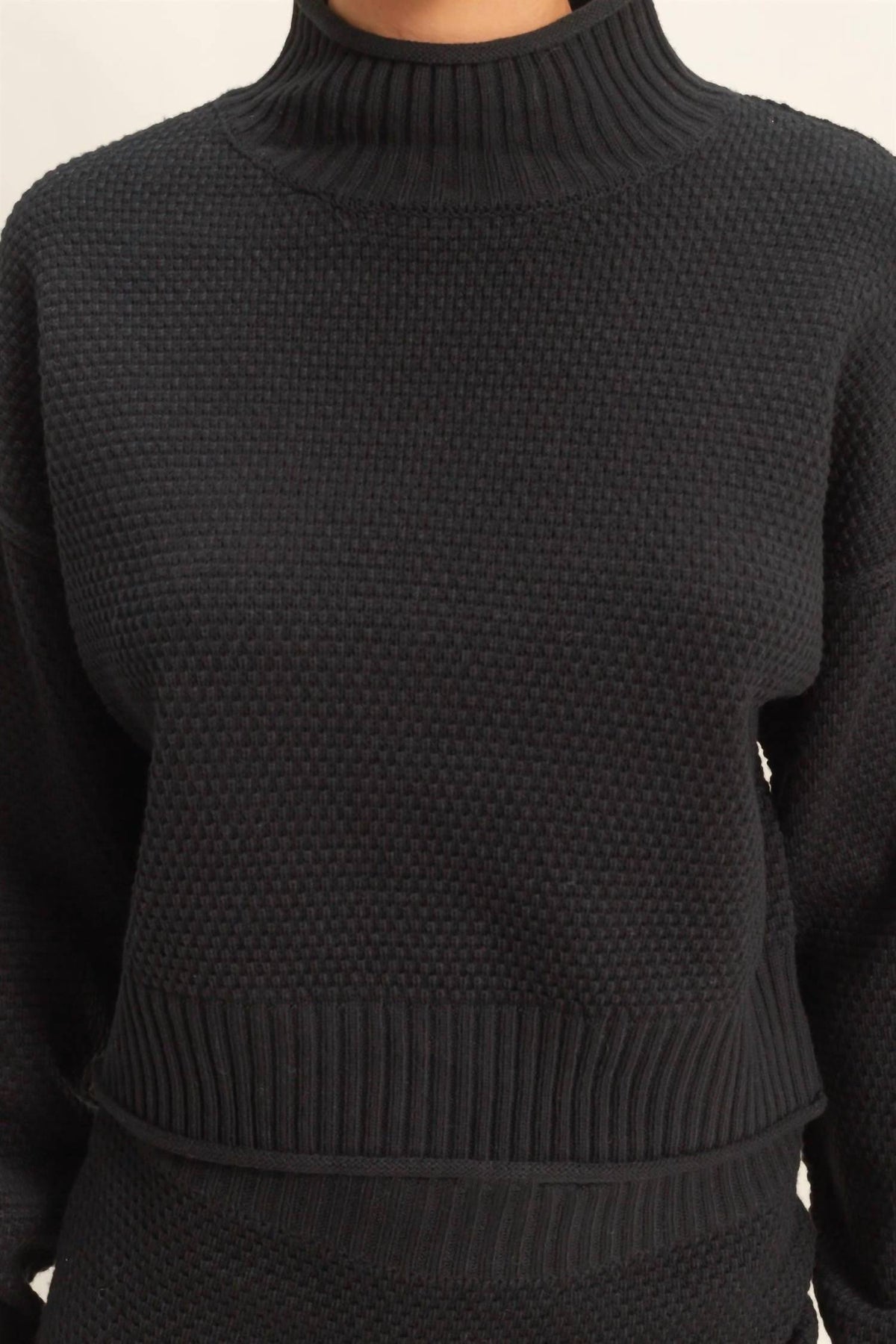 Hyfve - Textured High Neck Sweater & Skirt Set