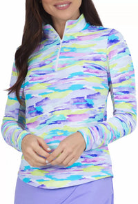 Ibkul - Mock Zip Neck - Jesse - clothing - nylon - blend - purple