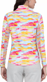 Ibkul - Mock Zip Neck Top - Jesse - clothing - nylon - blend - orange