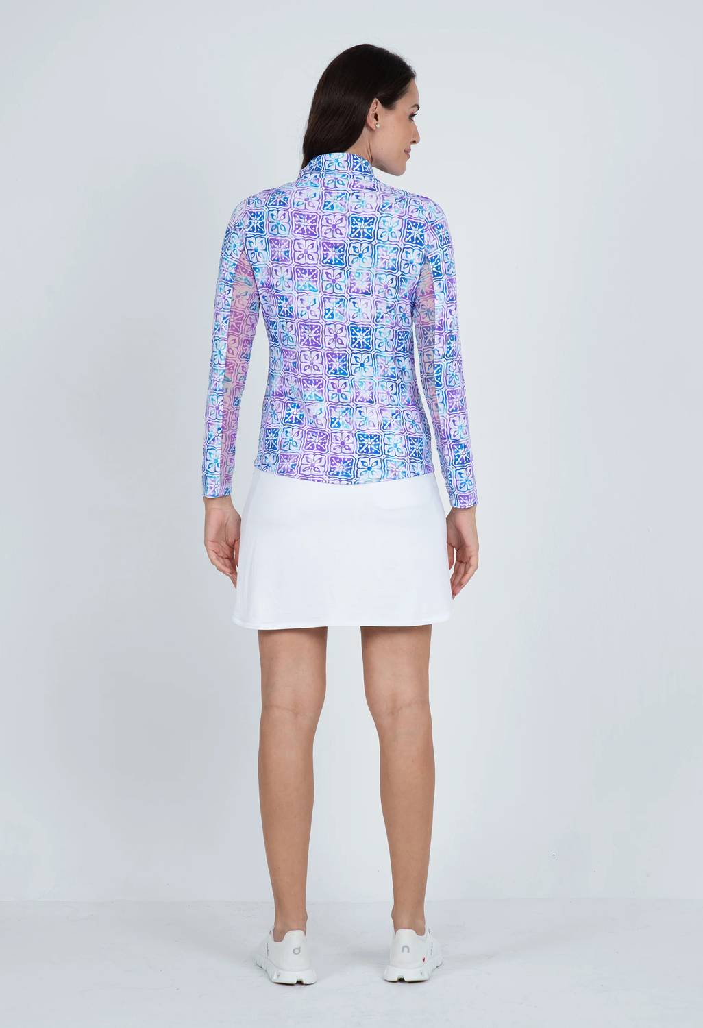 Ibkul - Mock Zip Neck Top - Kathy - clothing - nylon - blend - purple