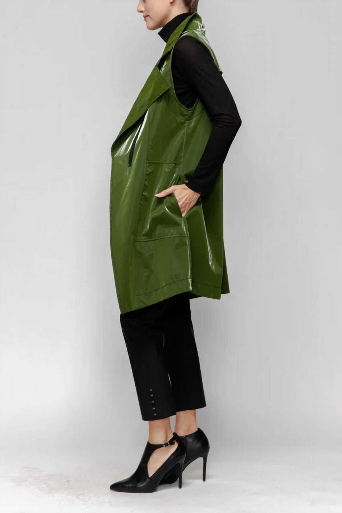 Ic Collection - High Neck Biker Long Vest