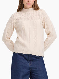 Ichi - Mock Neckline Pointelle Sweater