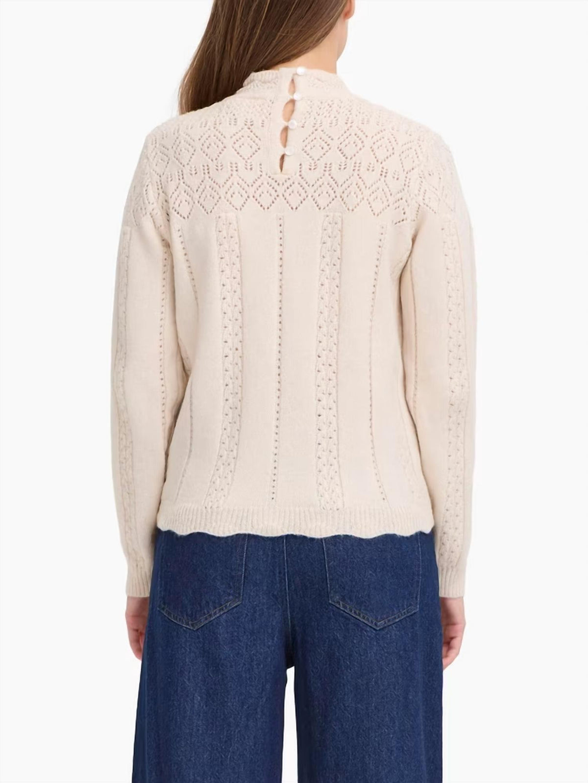 Ichi - Mock Neckline Pointelle Sweater