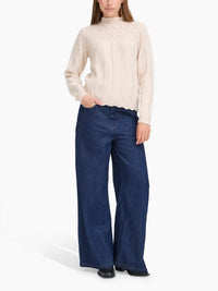 Ichi - Mock Neckline Pointelle Sweater