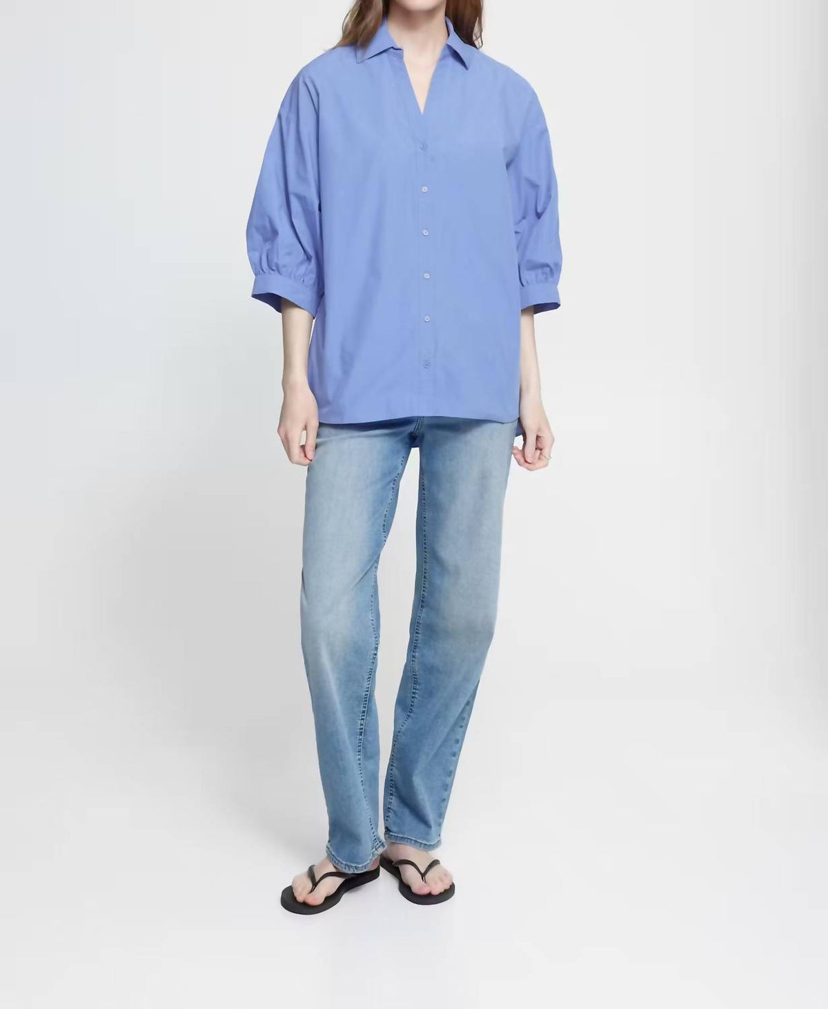 Ichi - Sky 3/4 Sleeves With Elastic Cuffs Top