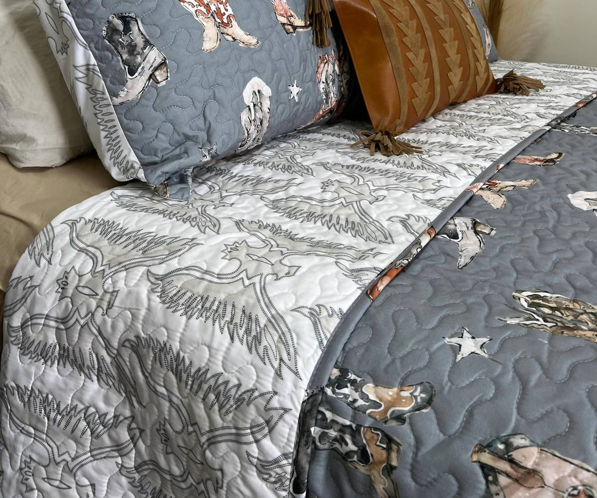 Ida Mae Home - Thunderbird Boots Charcoal Quilt Set