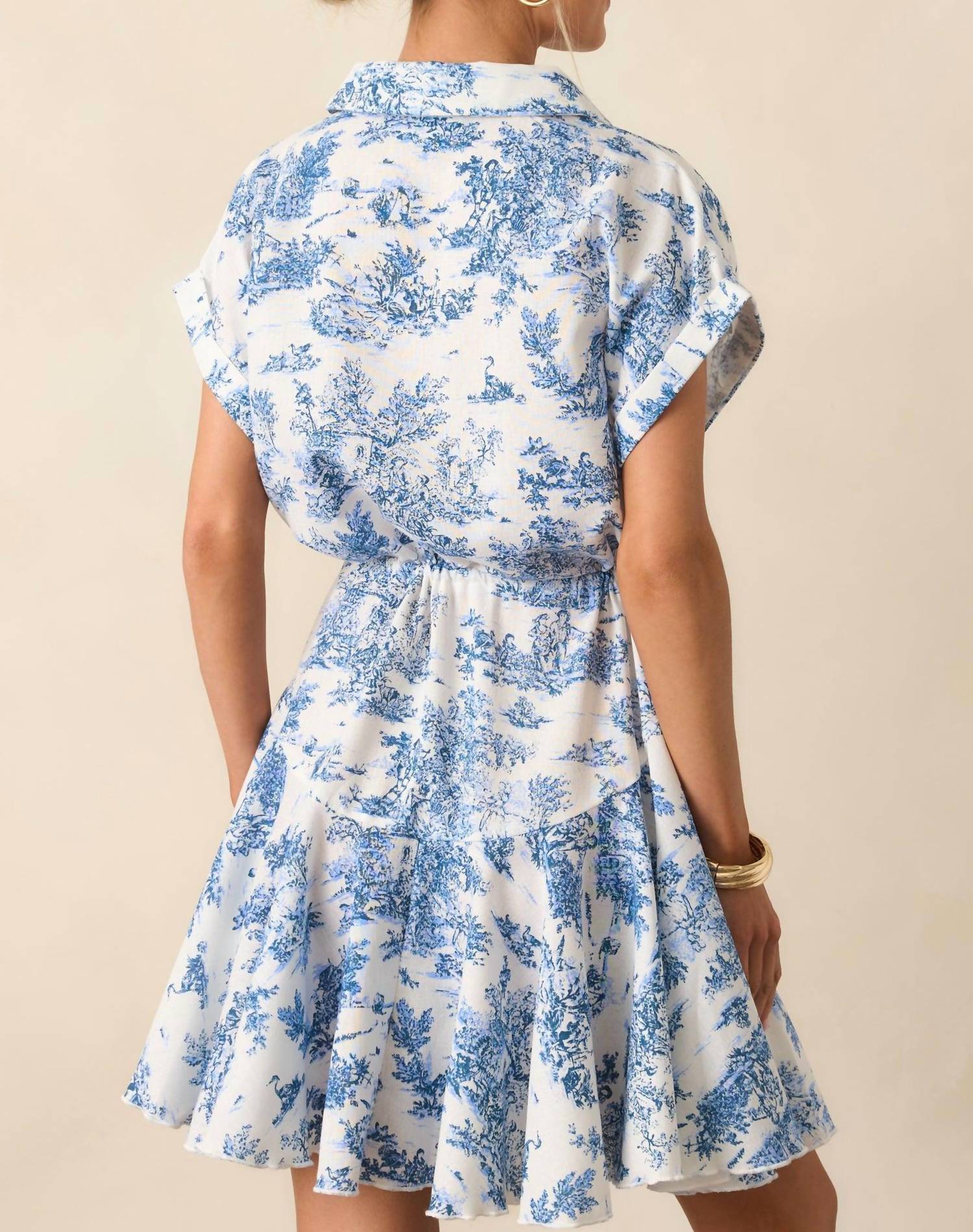 Ida Mae Home - Toile Mini Dress - blue - clothing - collection:vacationdresses(Auto)