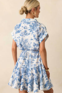 Ida Mae Home - Toile Mini Dress - blue - clothing - collection:vacationdresses(Auto)