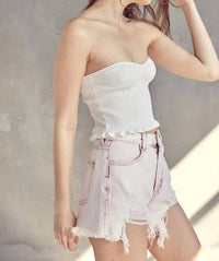 Idem Ditto - Distressed Hem Denim Shorts