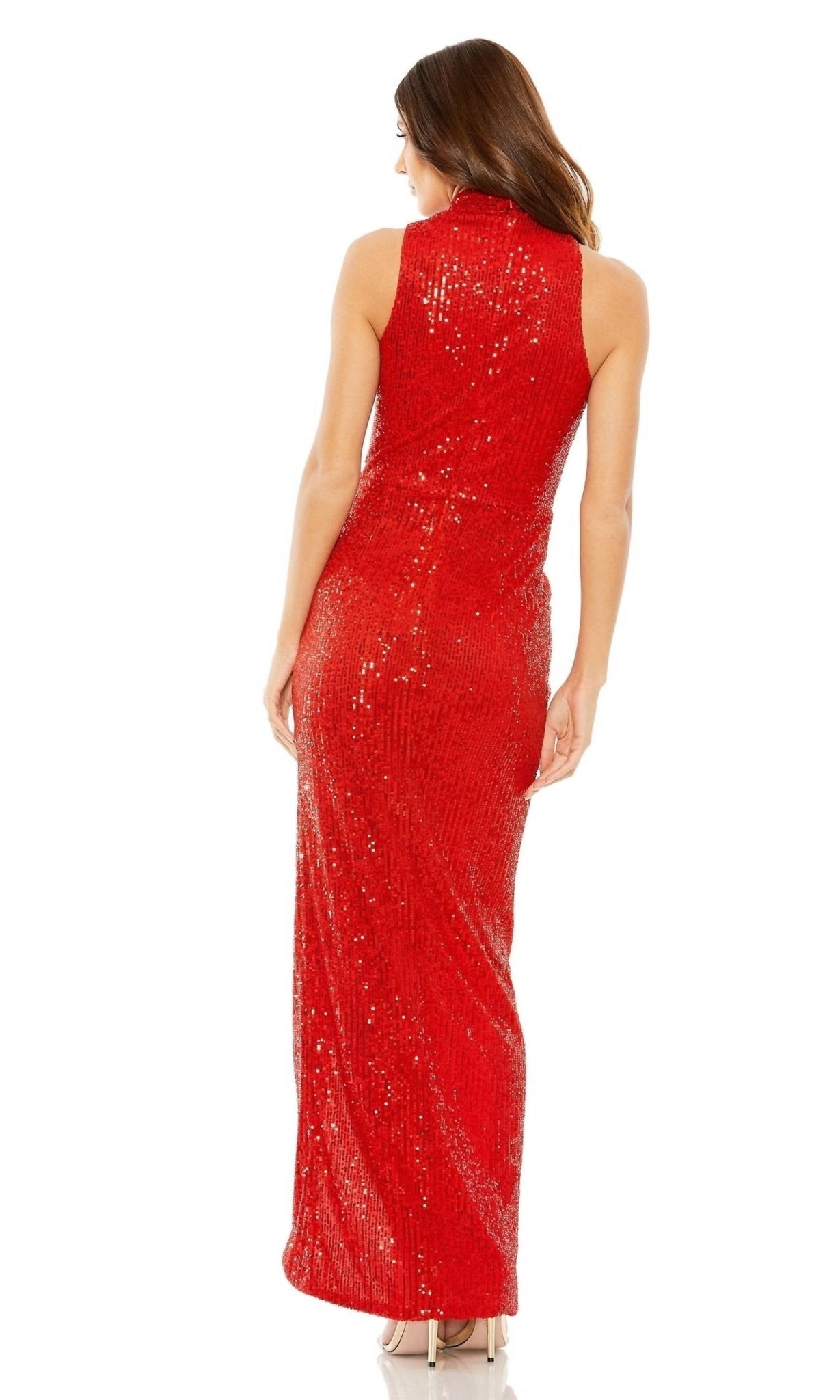 Ieena For Mac Duggal - High Neck Cutout Maxi Sequin Evening Dress - clothing - dresses - maxi