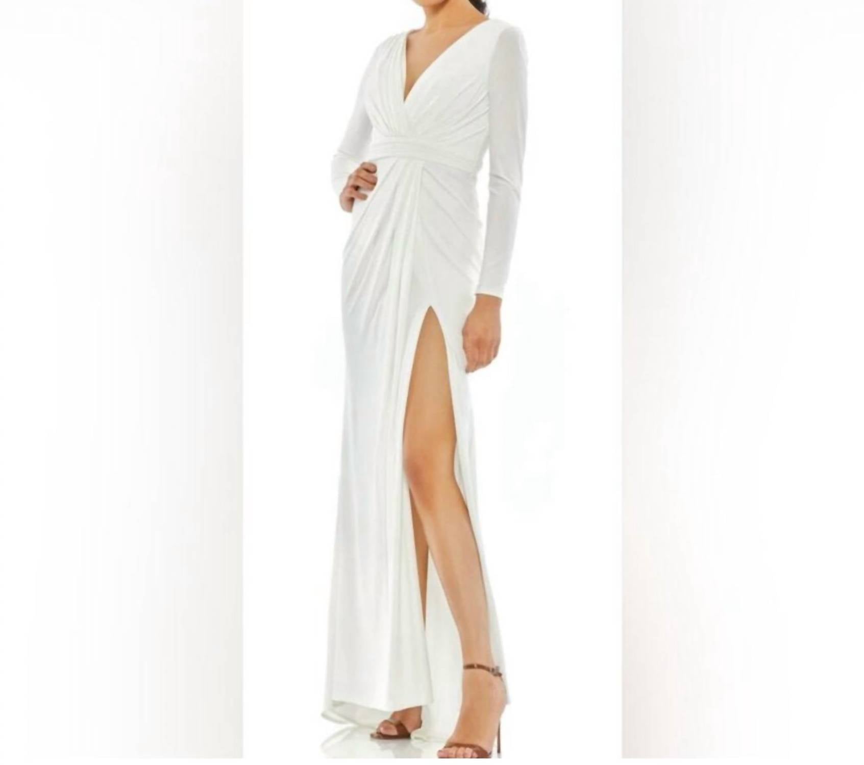 Ieena For Mac Duggal - Long Sleeves Side Split Gown - clothing - dresses - long - sleeve