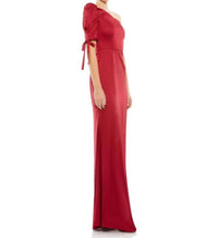 Ieena For Mac Duggal - Satin One Shoulder Puff Sleeve Trumpet Gown - clothing - dresses - maxi