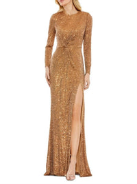 Ieena For Mac Duggal - Sequin Twist Gown - clothing - dresses - gold