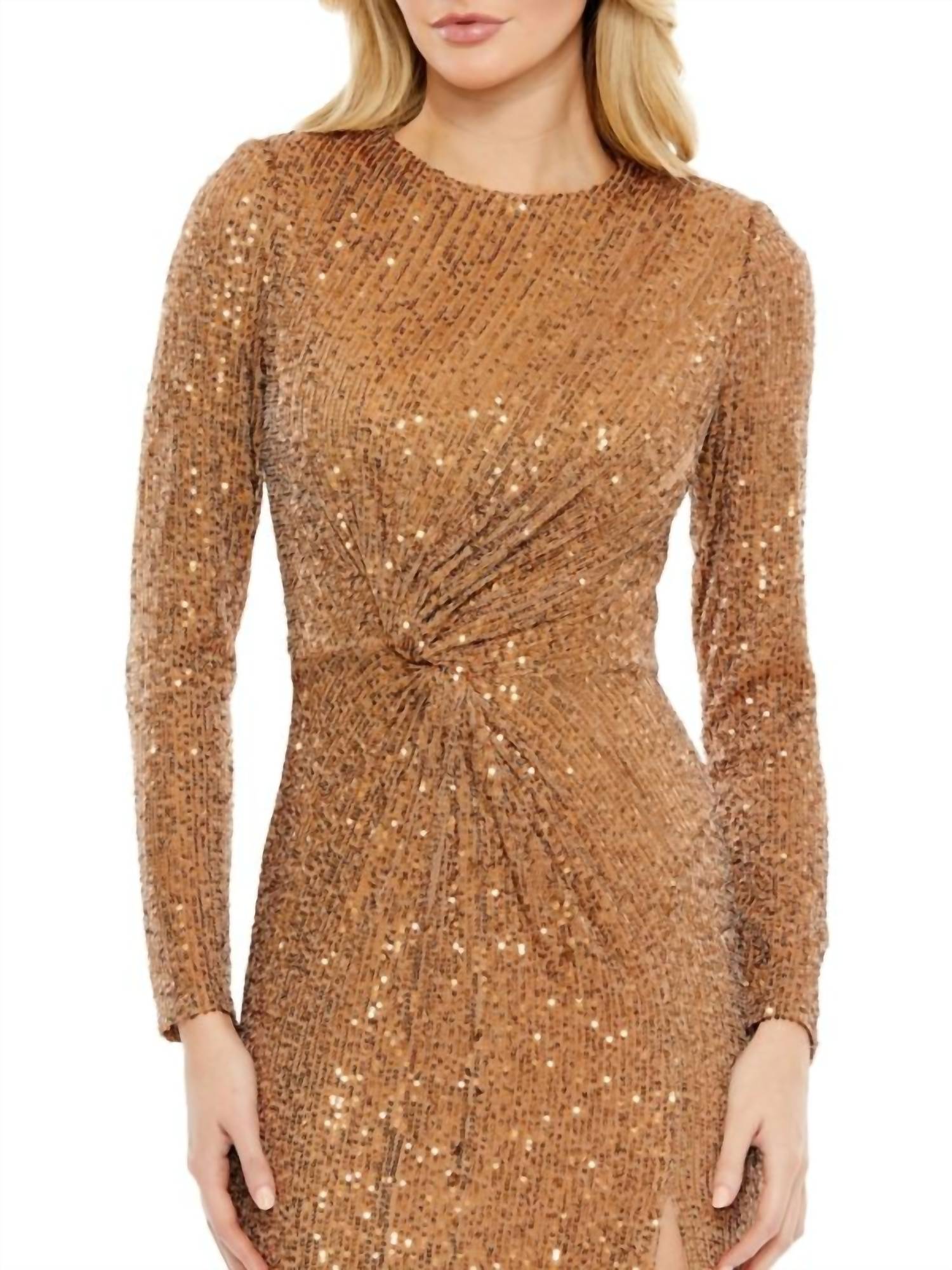 Ieena For Mac Duggal - Sequin Twist Gown - clothing - dresses - gold